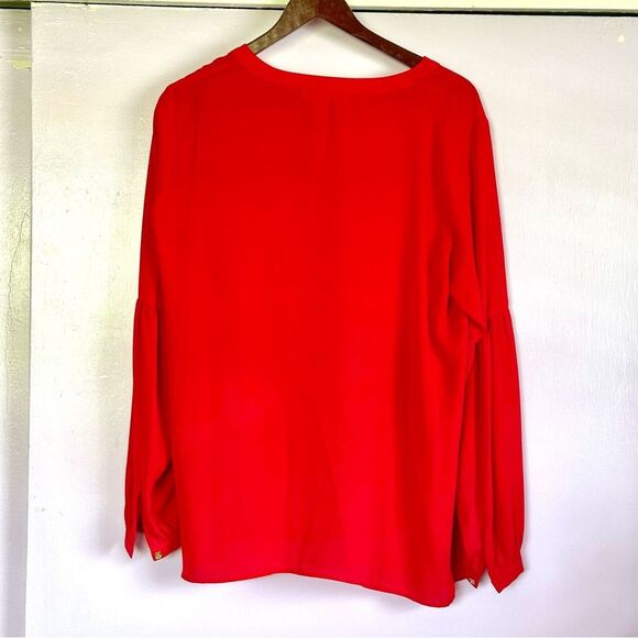 MICHAEL Michael Kors Red Long Sleeve Relaxed Blouse - Picture 2 of 4